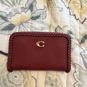 Coach whipstitch Burgundy Leather card holder